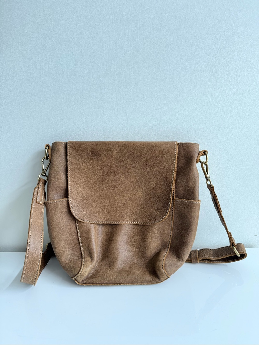 Vintage Roots Brown Leather Crossbody Bag